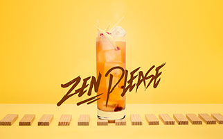 Photo du cocktail de Tigre Blanc, Zen Please, avec titre en typo